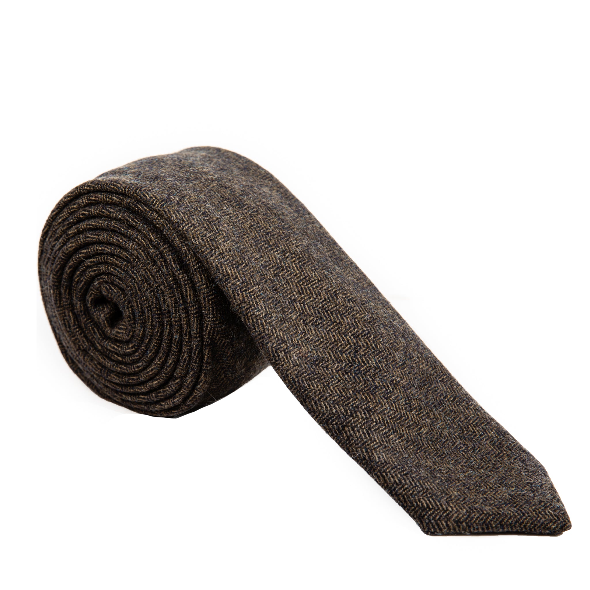brown black herringbone wool necktie Mill City Fineries
