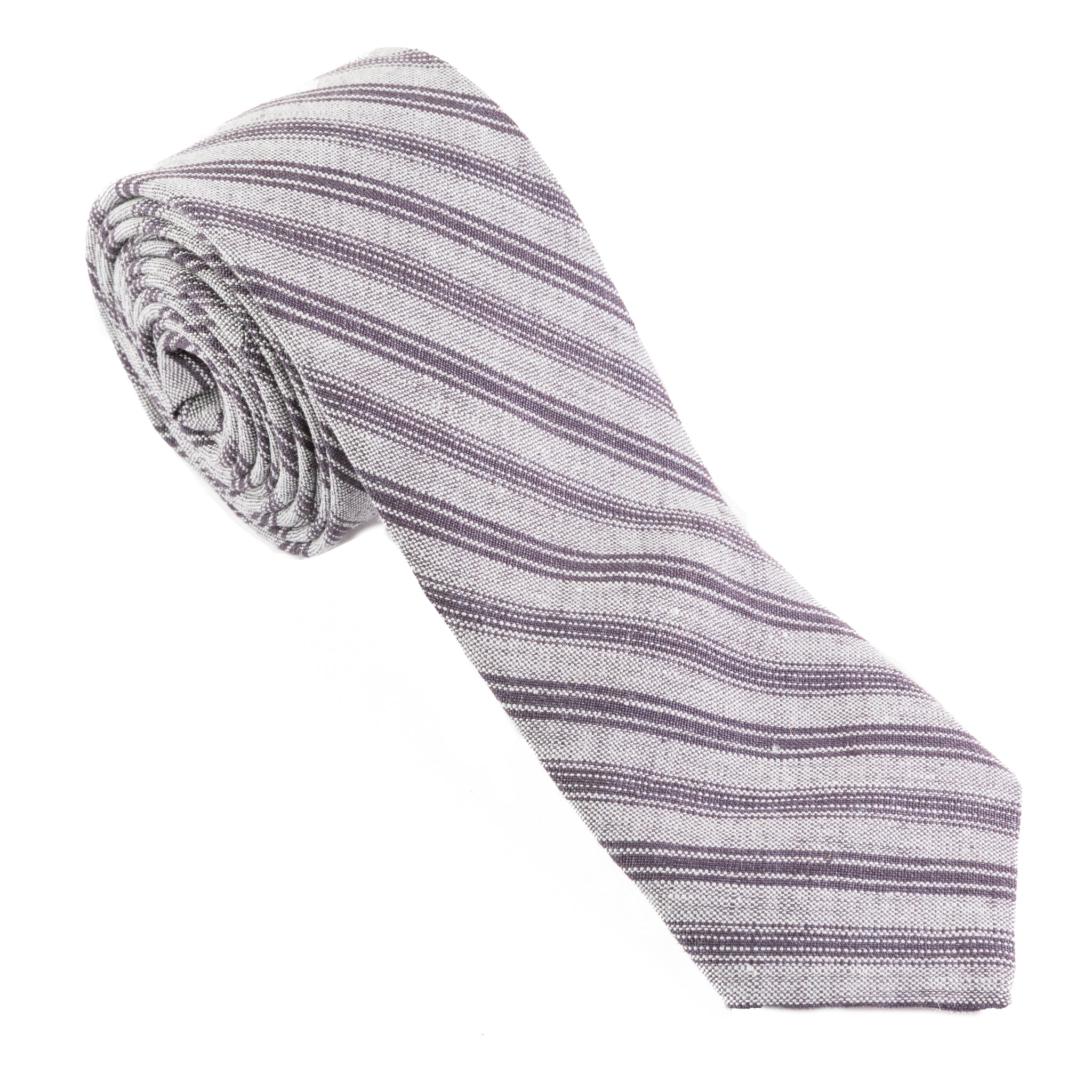 Blue Gray Linen Stripe Necktie