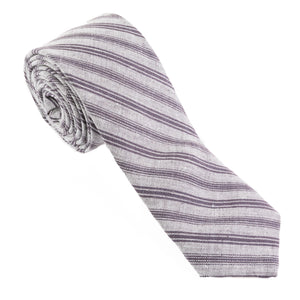 Blue Gray Linen Stripe Necktie