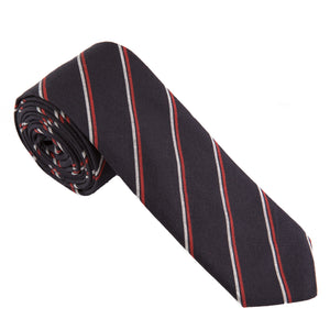 navy tie with thin red and white stripe from Mill City Fineries