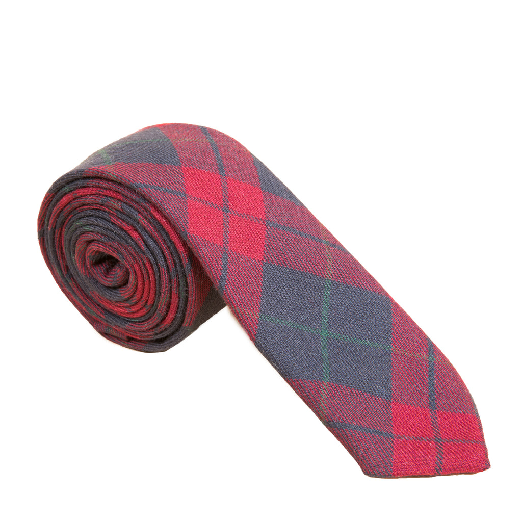 Dusty Red & Navy Tartan Necktie