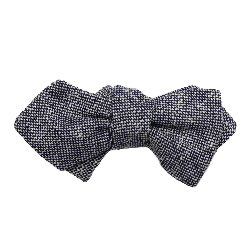 Blue & White Silk Tweed Bow Tie