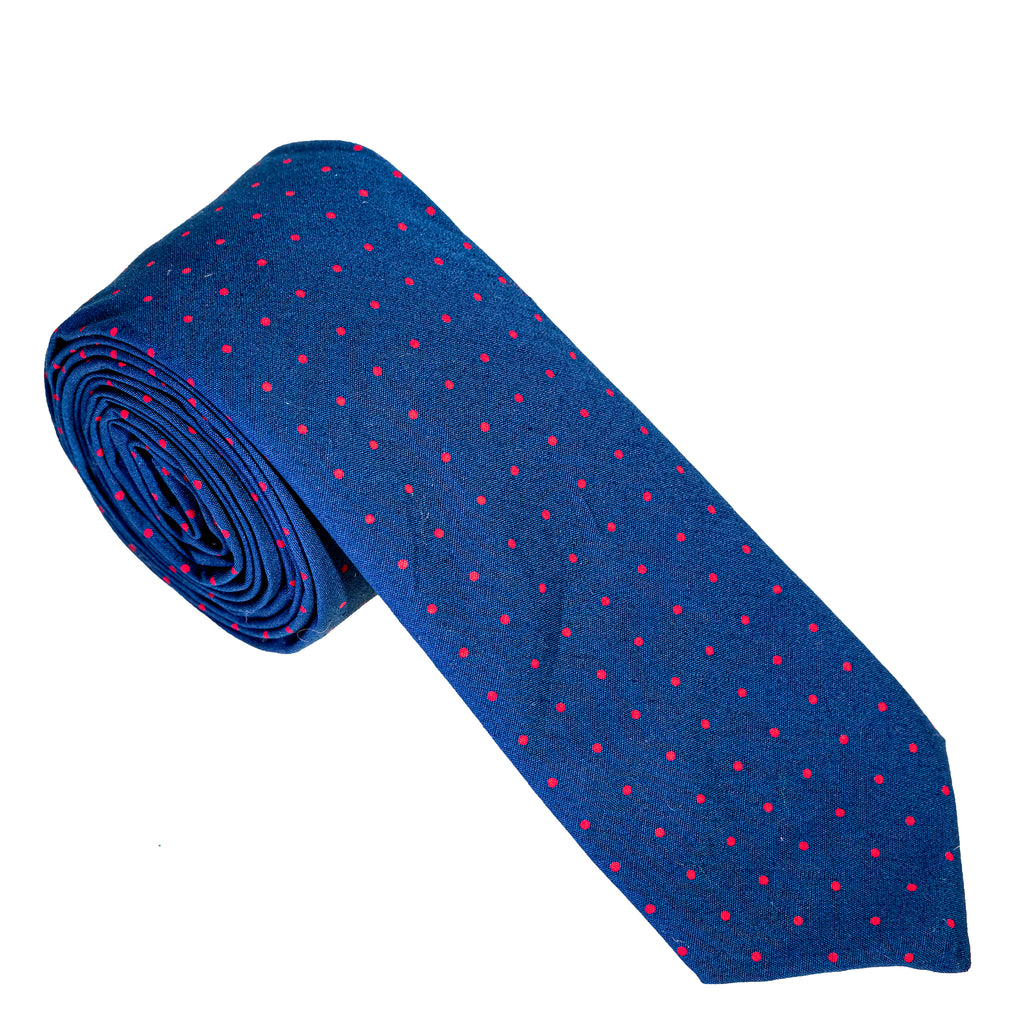 Navy & Red Pindot Necktie
