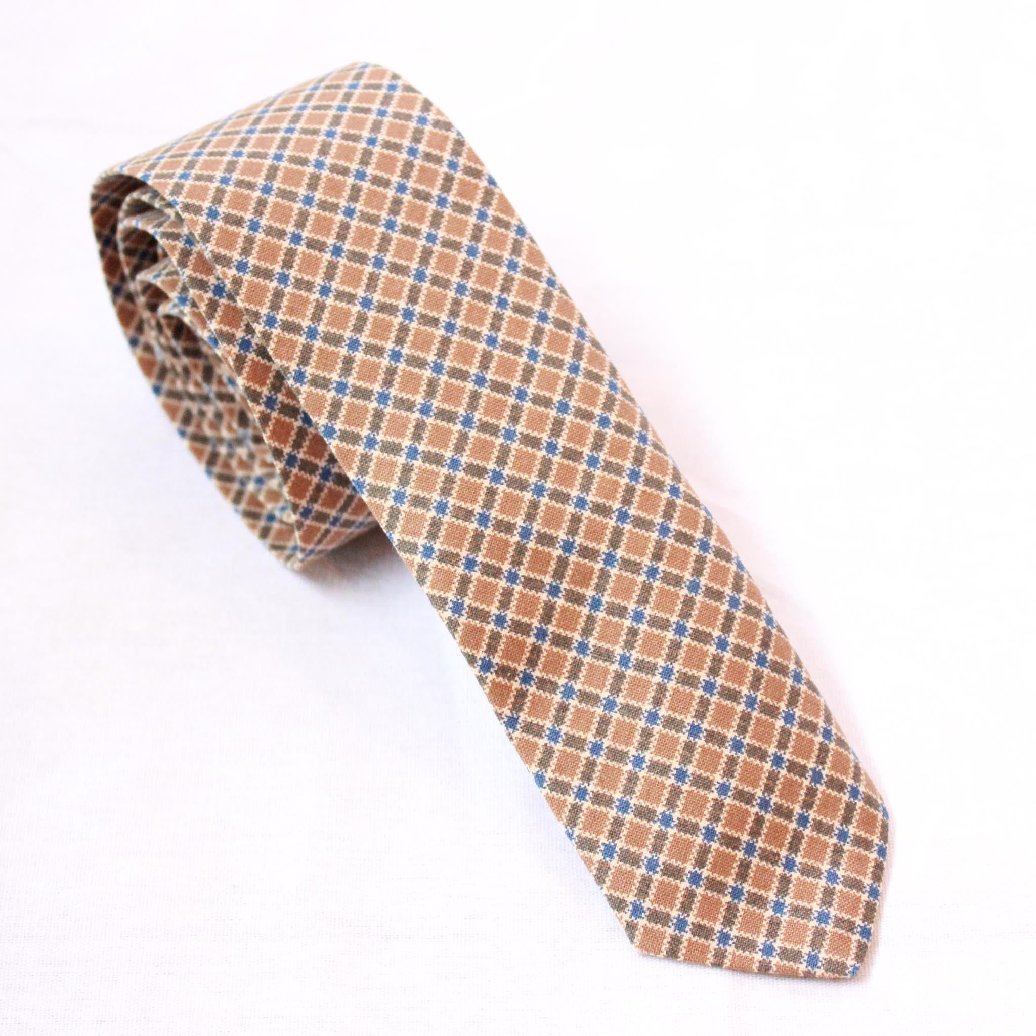 Old Gold and Blue Plaid Necktie