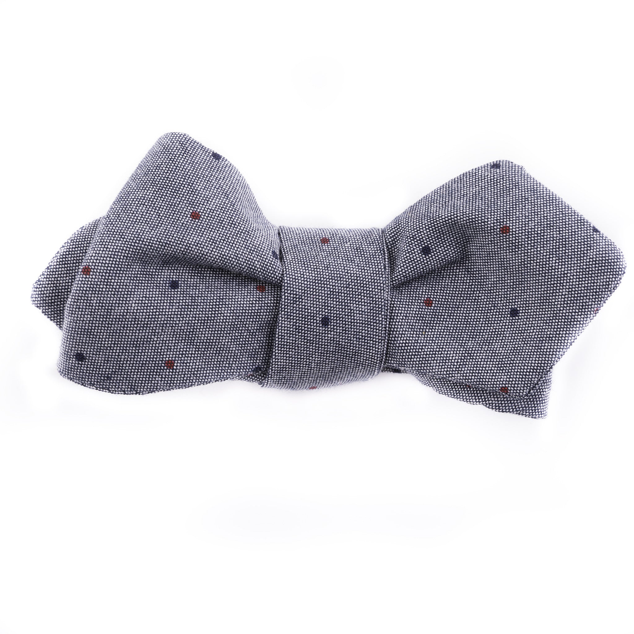 Gray Chambray Multi Dot Bow Tie (Diamond Point or Traditional)