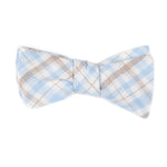 Light Blue and Brown Plaid Bow Tie