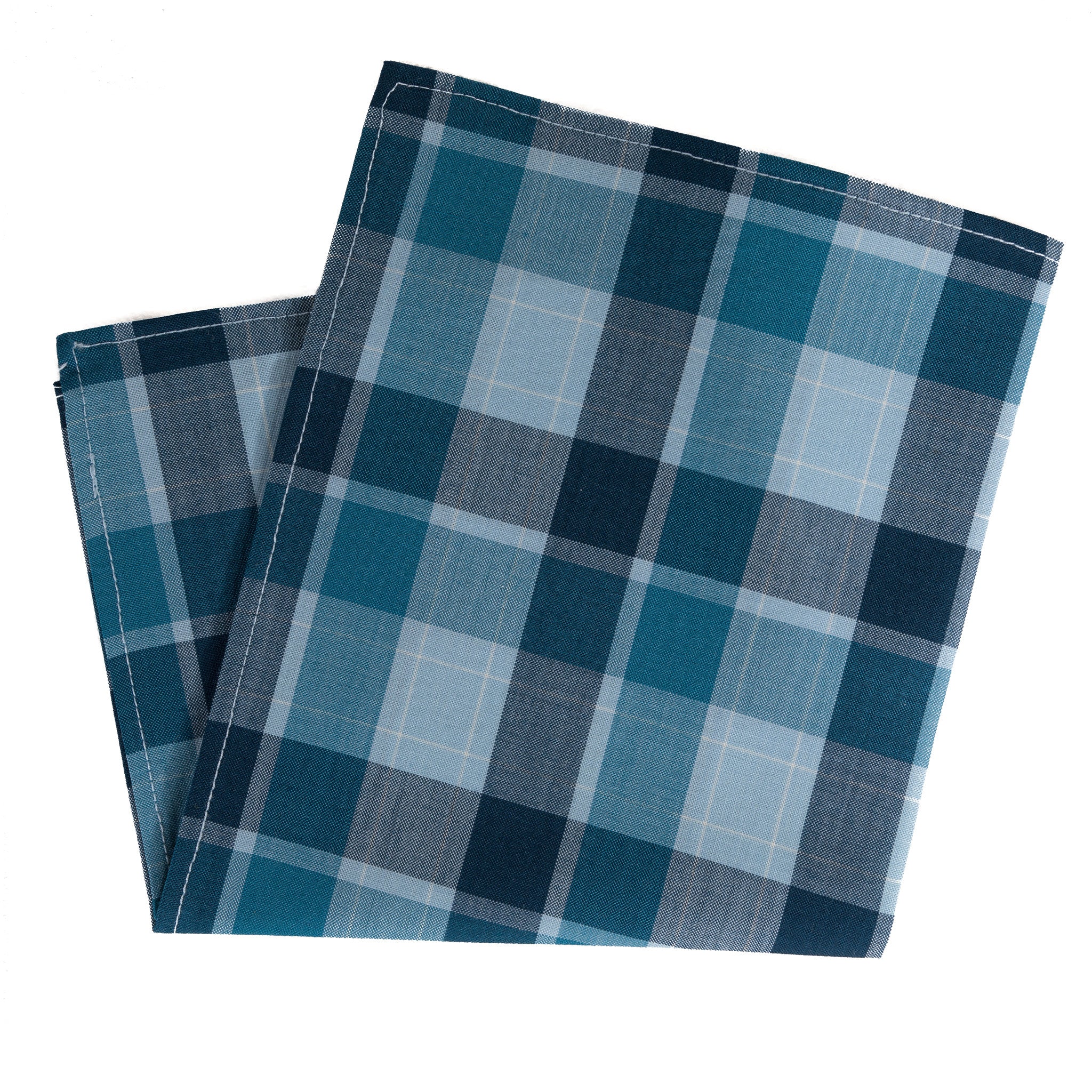 Multi Blue Squares Scottish Wool Pocket Square